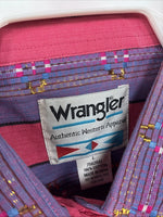 New Women’s Wrangler Pink Purple Long Sleeve Button Up Large LL-41