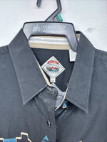 New Women’s Cumberland Blue Black Designed Long Sleeve Button Up XL II-42