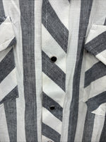New Men’s Champion Western Grey White Strip Long Sleeve Pearl Snap 3XL E-53