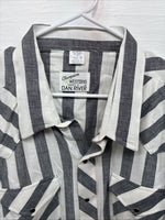 New Men’s Champion Western Grey White Strip Long Sleeve Pearl Snap 3XL E-53