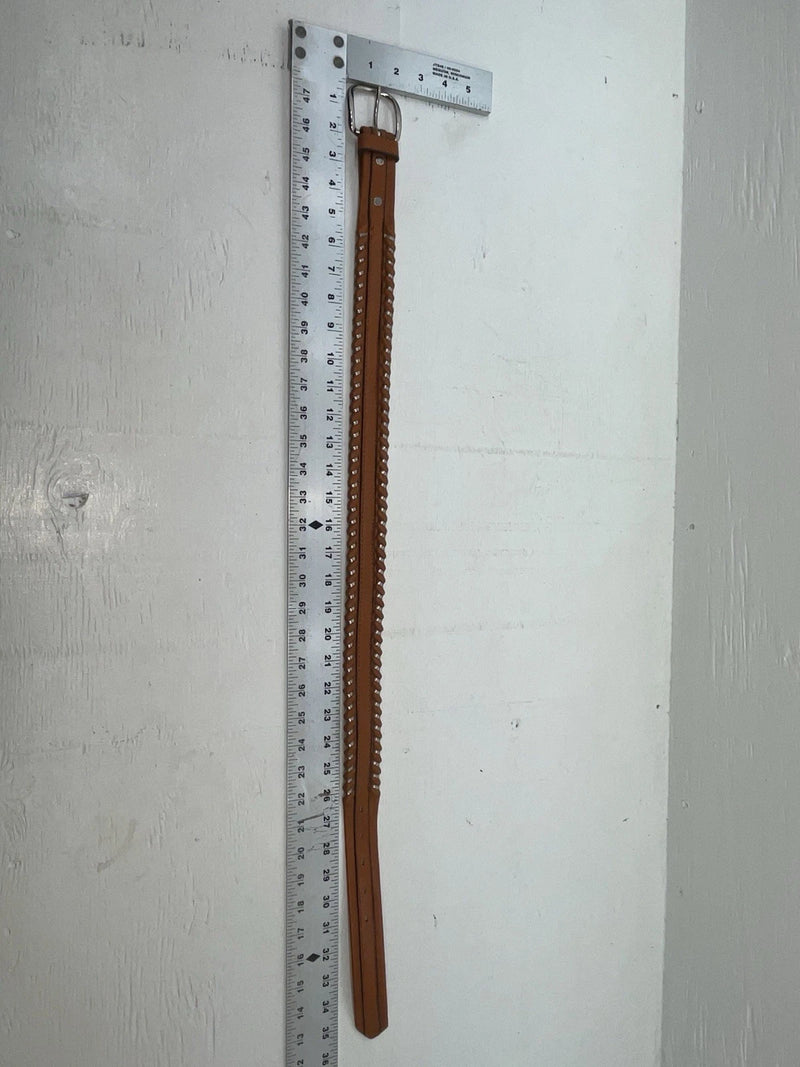 New Brown Genuine Leather Circle Y Weaved 28” Belt #8398 JJ-124