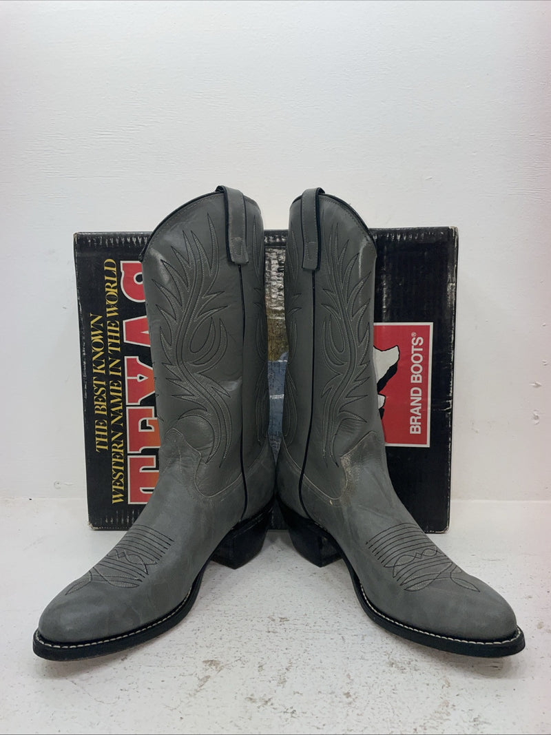 New Men’s Gray Texas Brand Cowboy Boots. 7499 10.5 10 1/2 D. 7-80