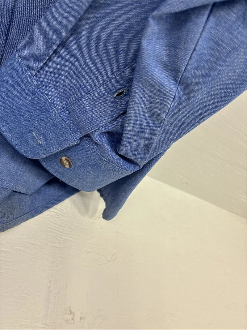 New Men’s ELY Blue Jean Color Long Sleeve Button Up 20.5 X 36 4XL E-50