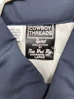 New Men’s Cowboy Threads Blue White Tan Long Sleeve Button Up Large Q-89