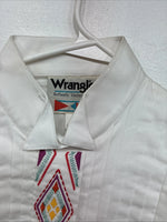 New Women’s Wrangler White Design Long Sleeve Button Up Medium TT-13