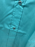 New Men’s ELY Cattleman Teal Short Sleeve Pearl Snap Shirt 17 XL X-107