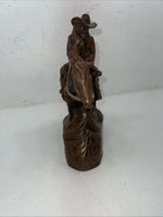 New Ceramic Brown Cowboy And Horse Sculpture 3C-26