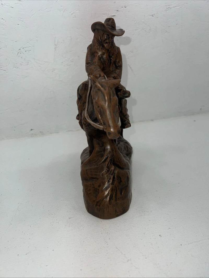 New Ceramic Brown Cowboy And Horse Sculpture 3C-26