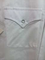 Me Women’s ELY Cattleman White Long Sleeve Pearl Snap 16.5 X 34 Large X-43