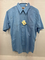 New Men’s ELY Cattleman Blue Short Sleeve Pearl Snap 16 Large AA-107