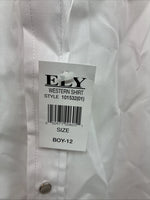 New Boys ELY Cattleman White Long Sleeve Pearl Snap Size 12 DD-110 