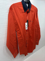 New Men’s Wrangler PBR Orange Long Sleeve Button Up Medium K-36