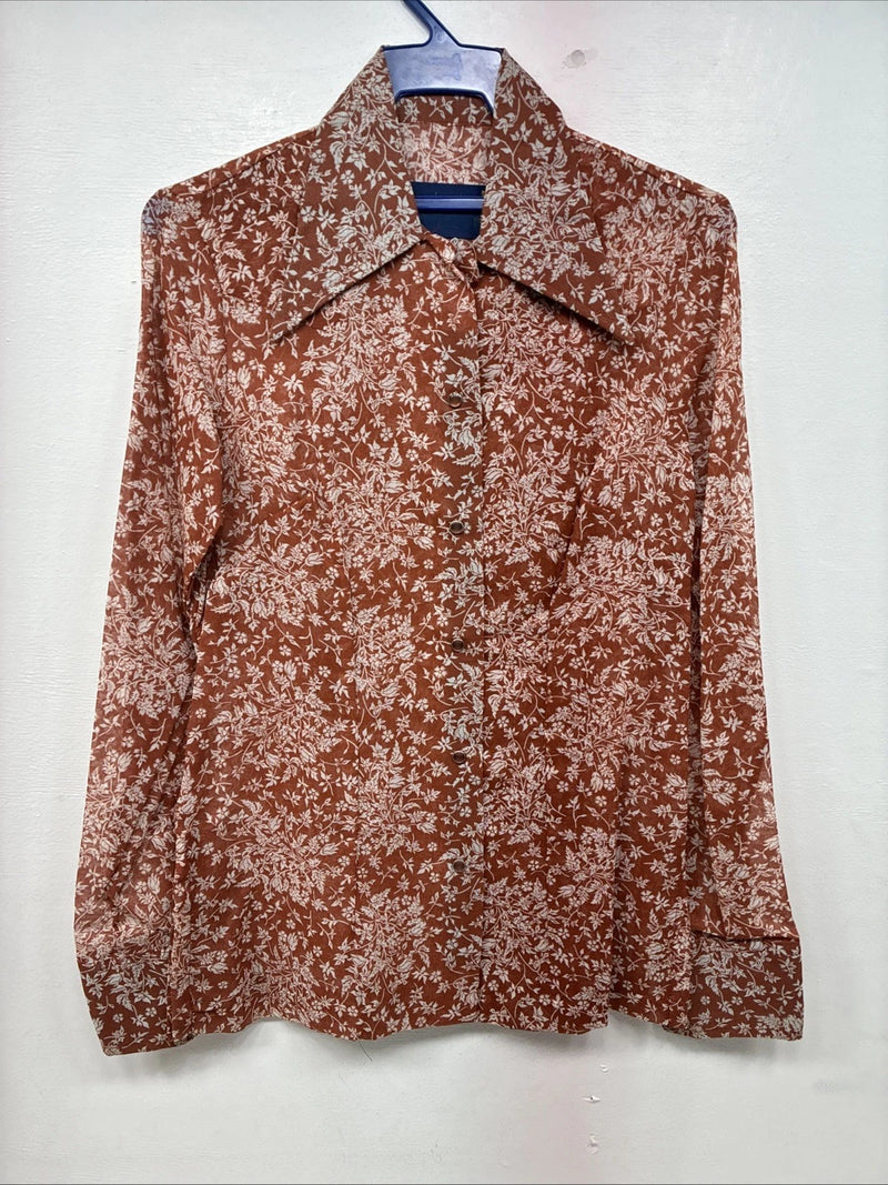 New Women’s Panhandle Slim Orange Long Sleeve Pearl Snap size 32 MM-2