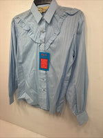 New Women’s ELY Champion Blue Long Sleeve Pearl Snap Medium KK-39
