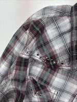 New Women’s Cumberland Purple Plaid Long Sleeve Pearl Snap 2XL GG-32