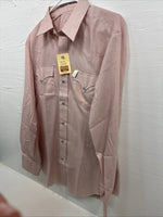 New Men’s H Bar C Pink Long Sleeve Pearl Snap 16 X 36 Large X-71
