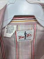 New Men’s Tem Tex Pink Multicolor Stripe Long Sleeve Pearl Snap 15.5 Medium O-26