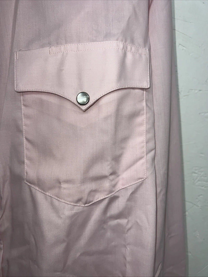 New Men’s Pink HbarC Ranchwear Pearl Snap Long Sleeve Shirt. 16x33 L P-50