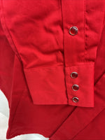 New Men’s Western Express Red Simple Long Sleeve Pearl Snap XL O-41