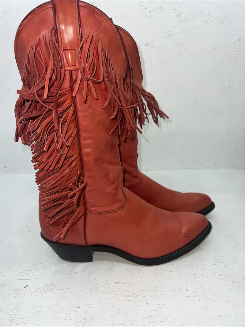 New Women’s Red Fringe Capezio Cowboy Boots. 693 6.5 6 1/2 M. 19-75