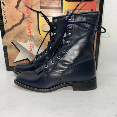 New Women’s Navy Blue Texas Brand Cowboy Boots. 4445 6 M. 20-73