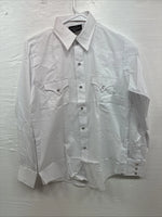 New Boys Champion Western White Long Sleeve Pearl Snap Size 16 AA-54