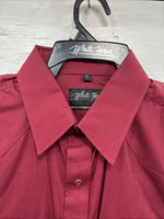New Men’s White Horse Burgundy Simple Long Sleeve Pearl Snap Large K-67