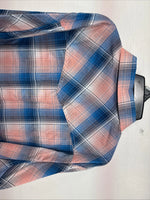 New Women’s Cumberland Pink Blue Plaid Long Sleeve Pearl Snap 3XL GG-47