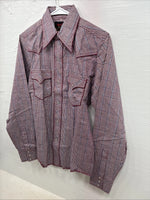 New Teens Champion Western Red Design Long Sleeve Pearl Snap Size 16 CC-105