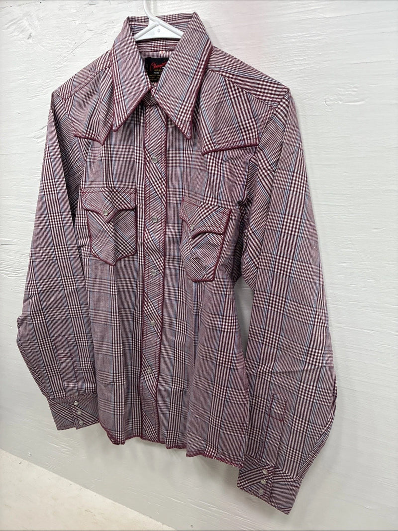 New Teens Champion Western Red Design Long Sleeve Pearl Snap Size 16 CC-105