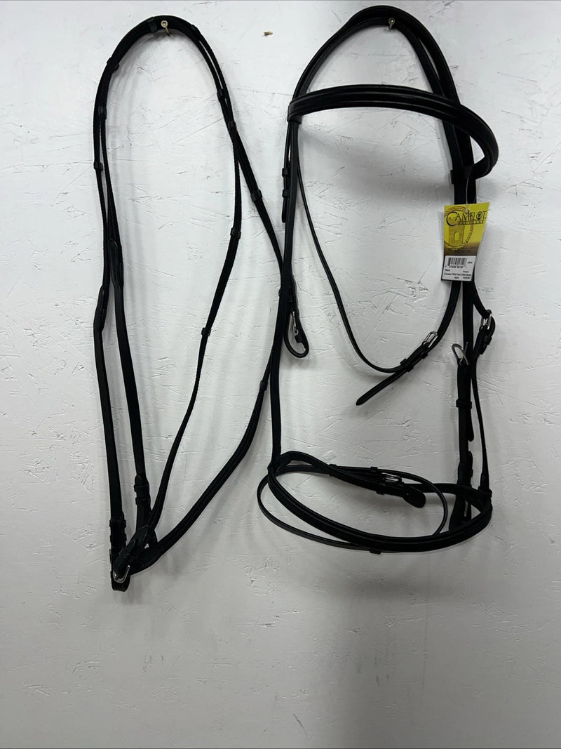 New Camelot Black Leather Oversize Dressage Bridle #160507 BB-44