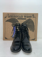 New Men’s Black Lace Up American West Cowboy Boots. 5991 9 D. 4-33