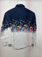 New Kids Cumberland Eagle Designed Long Sleeve Pearl Snap Medium CC-78