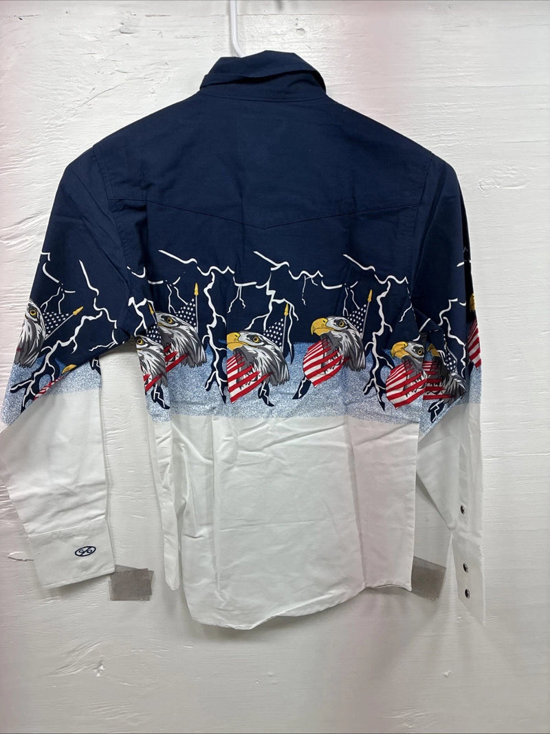 New Kids Cumberland Eagle Designed Long Sleeve Pearl Snap Medium CC-78