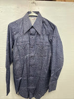 New Men’s Tem Tex Blue Jean Long Sleeve Pearl Snap 15 Medium AA-74