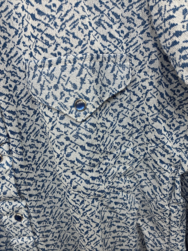 New Men’s Miller Blue Deigned Long Sleeve Pearl Snap 15.5 Medium II-103