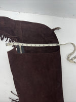 NOS Brown Show Chaps With Fringe Large Adjustable Waist 45” I-62