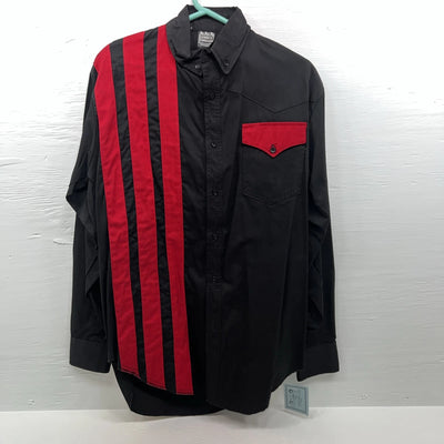 New Men’s Cowboy Threads  Black Red Long Sleeve Button Up Small B-54