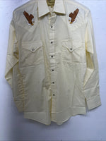 New Men’s Yellow Eagles ELY Pearl Snap Long Sleeve Shirt Small I-26