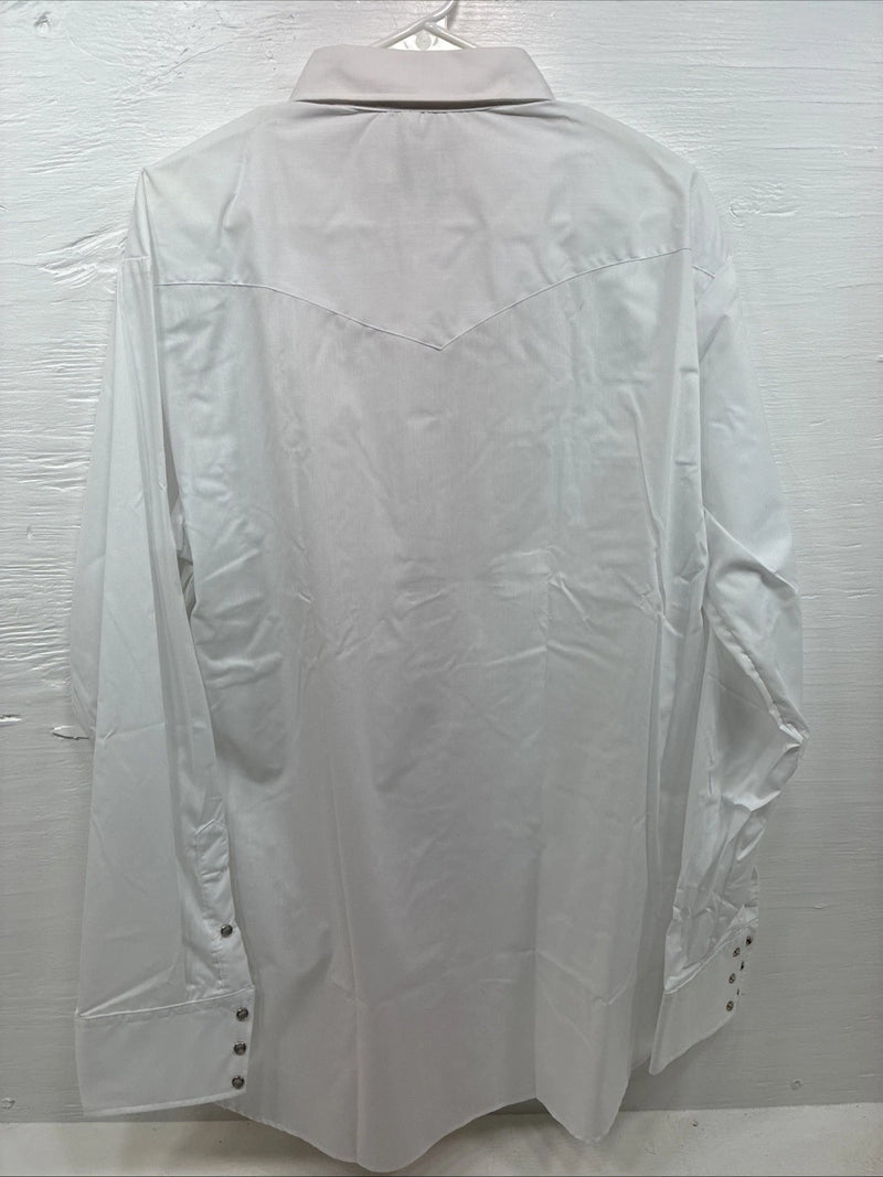 New Men’s Mesquite White Long Sleeve Pearl Snap 17.5 X 37 XL T-91