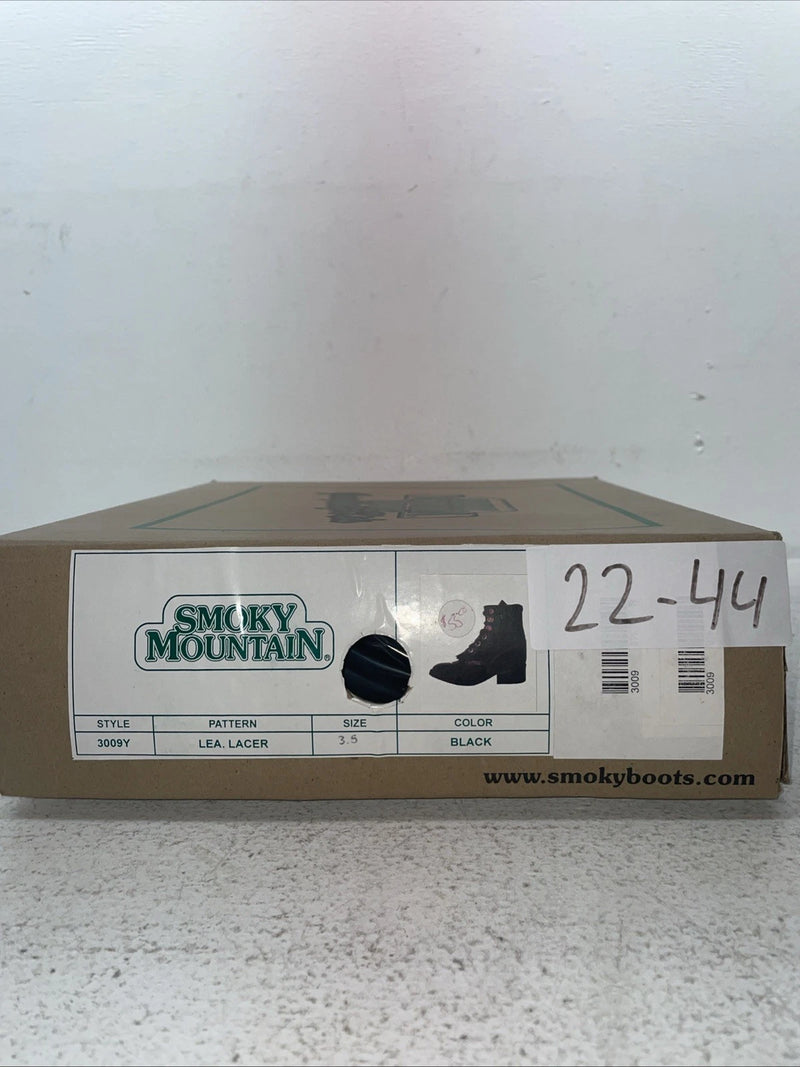 New Youth Black Lace Up Smoky Mountain Cowboy Boots. 3009 Y 3.5 3 1/2. 22-44