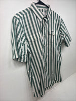 New Women’s Longhorn Green Stripe Short Sleeve Button Up Size 16.5 GG-3