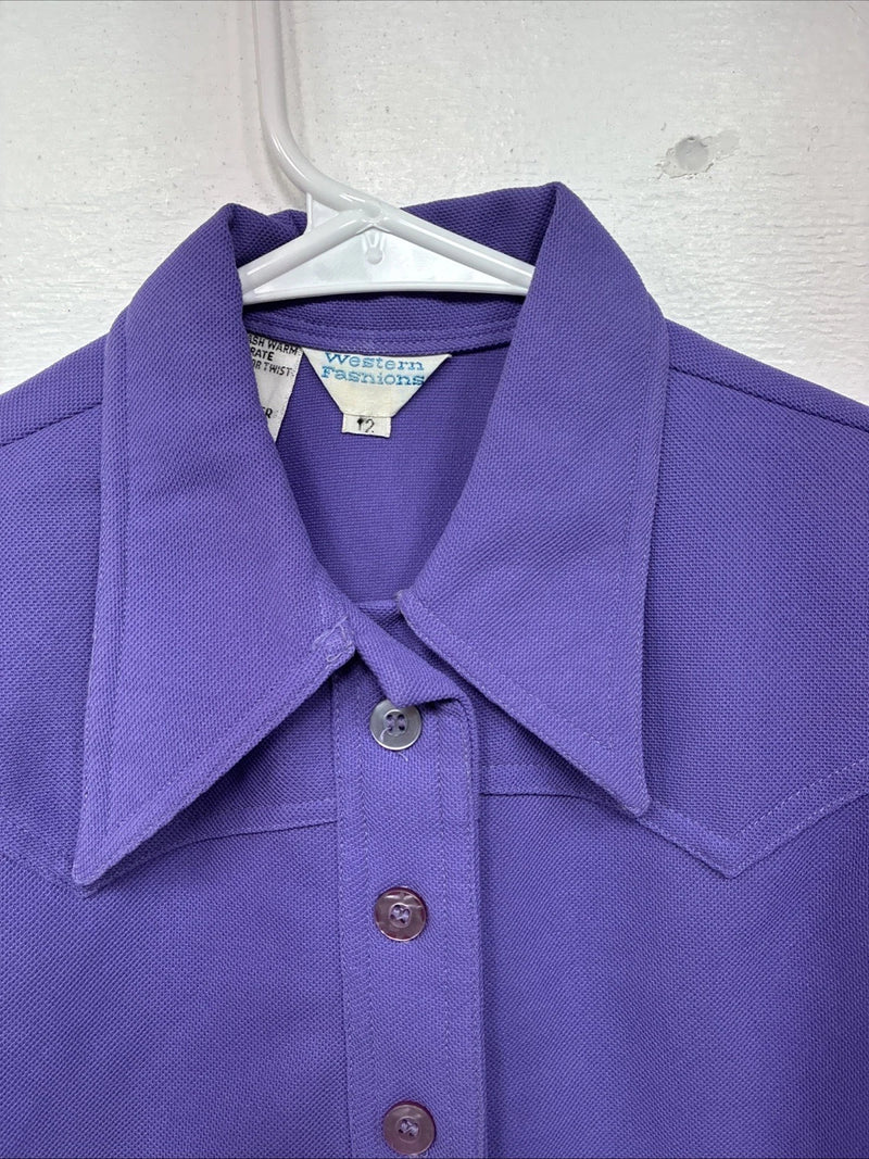 New Women’s Western Fashion Purple Long Sleeve Button Up Size 12 MM-71