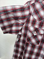 New Men’s ELY Cattleman Red Gray Plaid Short Sleeve Pearl Snap XL M-51