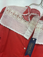 New Women’s Panhandle Slim Red White Design Long Sleeve Button Up Size 28 3B-3 