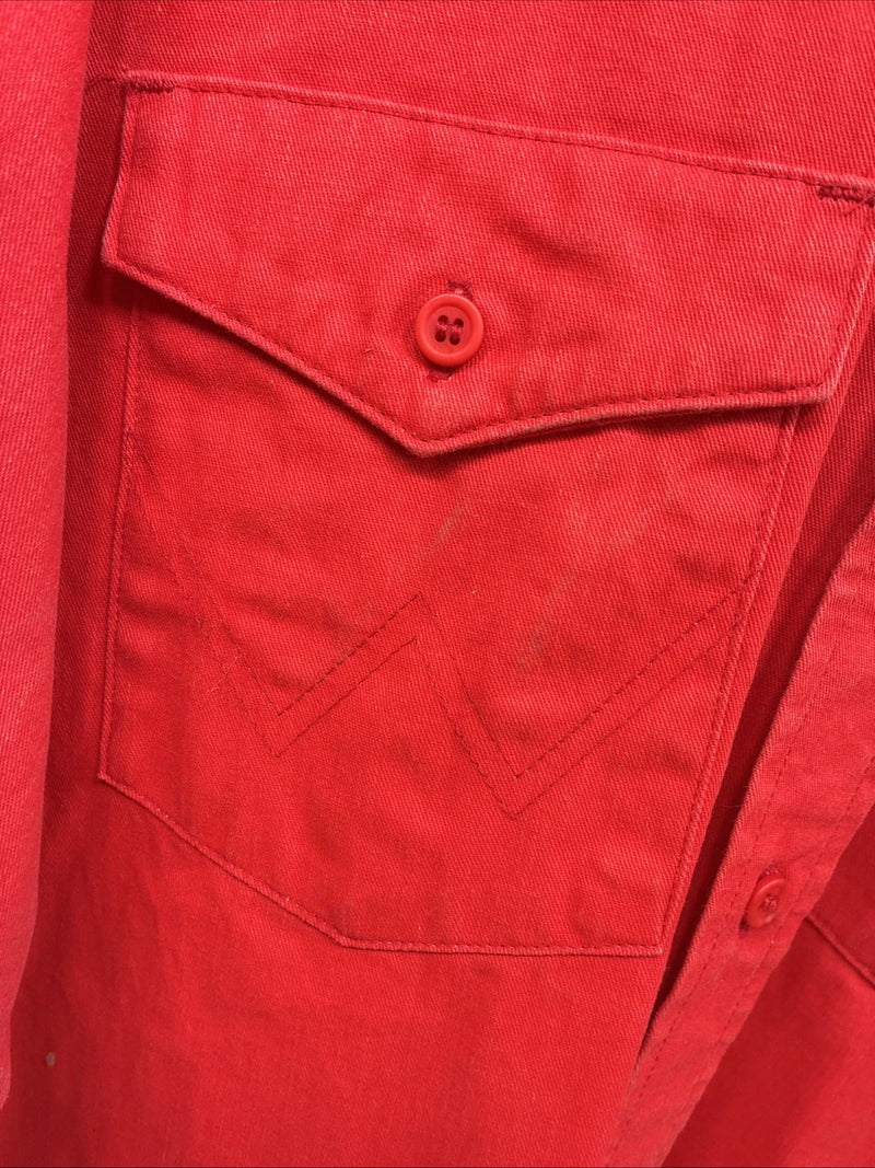New Mans Wrangler Red Long Sleeve Button Up 16.5 X 34 Large AA-41