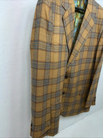 New Men’s Tem-Tex Orange Plaid Suit Jacket 46R #11963 LL-609