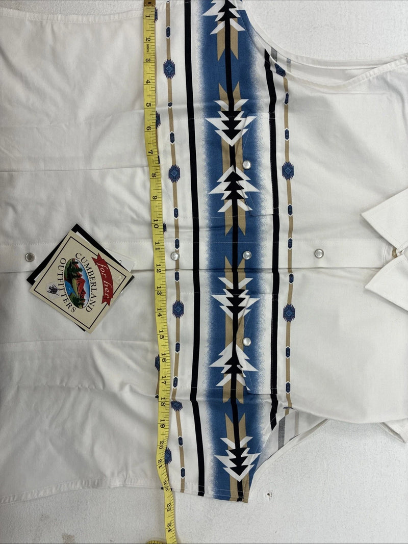 New Women’s Cumberland White Deign Short Sleeve Pearl Snap XL II-28
