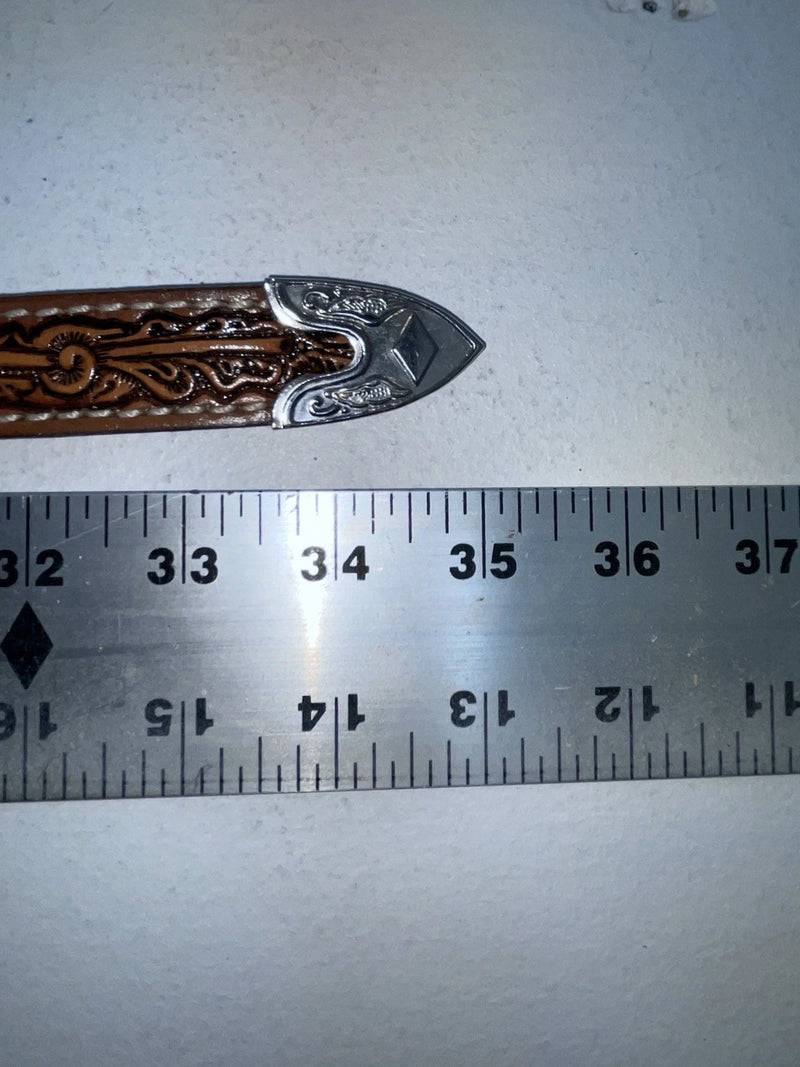New Brown Genuine Leather Tooled 28” Belt #102 Z-97