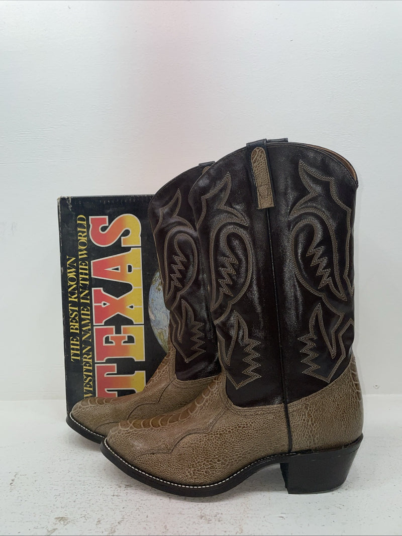 New Men’s Brown Texas Brand Cowboy Boots. 5041 10.5 10 1/2 E E. 7-98